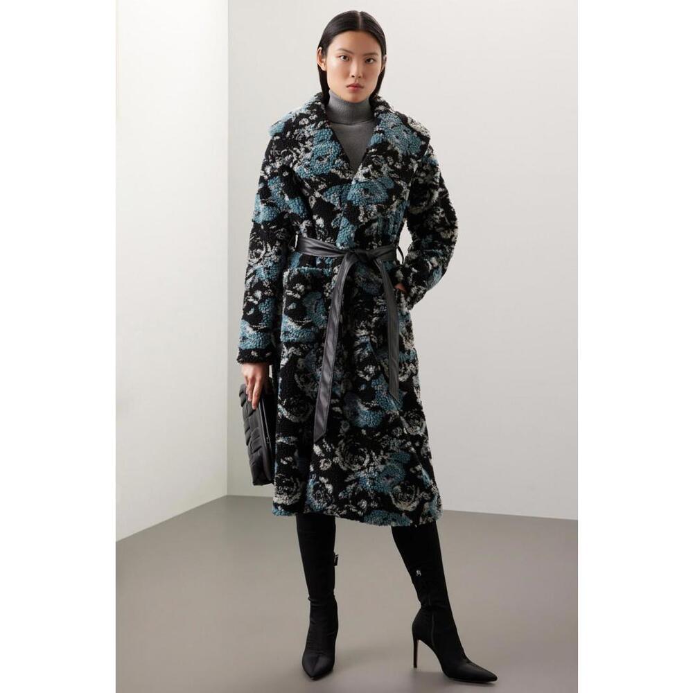 Hutch Black Floral Faux Fur Elea Coat – Size XS